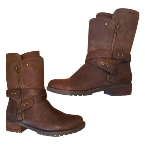 ✅️SOLD✅️  DIBA Brown Leather Western  Cowboy Zip Up Boots - Picture 3 of 5